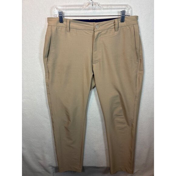 Foot Joy Mens Beige Flat-Front Chino Pants With Button Closure34x30 - Picture 2 of 13